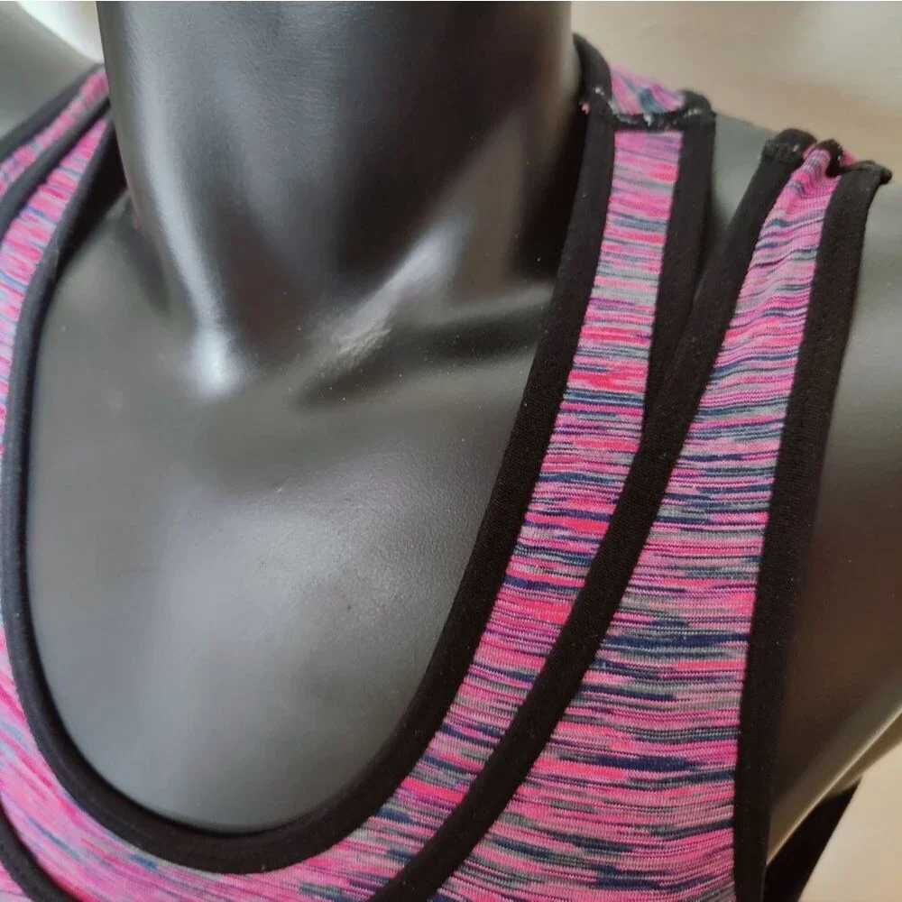 Women's Pink Seamless Double Intertwined Sports Bra, Size S